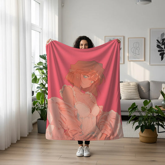Ran Mouri School Sailor Uniform Flannel Blanket, Detective Conan Merch, Anime Peripheral, Otaku Decor