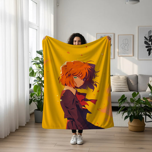 Ran Mouri Cyber Bodysuit Flannel Blanket, Detective Conan Merch, Sci-Fi Anime Peripheral, Otaku Decor