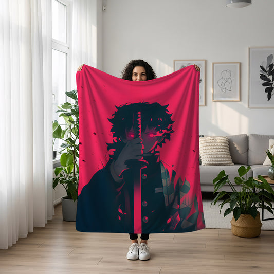 Tomioka Giyu Water Hashira Art Blanket, Demon Slayer Giyu Decor, Calm Water Breathing Style, Premium Anime Gift, Custom Bedroom Decor