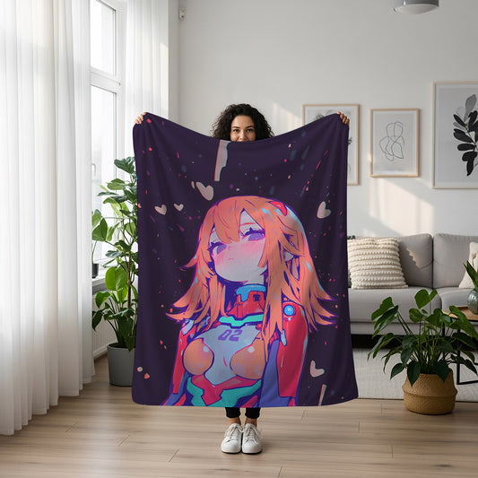 Asuka Langley Plugsuit Art Blanket, Evangelion Asuka Bodysuit Decor, Sexy Red Glossy Design, Premium Anime Girl Gift, OOAK Art Bedding