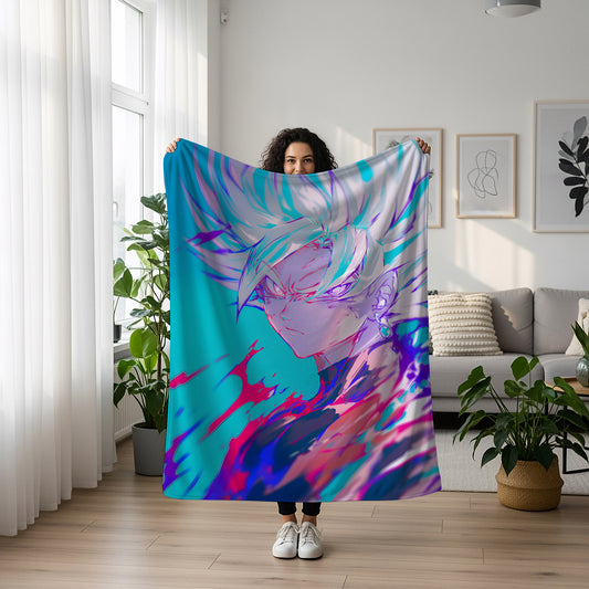 Goku Super Saiyan Graffiti Art Blanket, Dragon Ball Street Art Decor, Urban Saiyan Warrior Design, Premium Anime Gift, OOAK Art