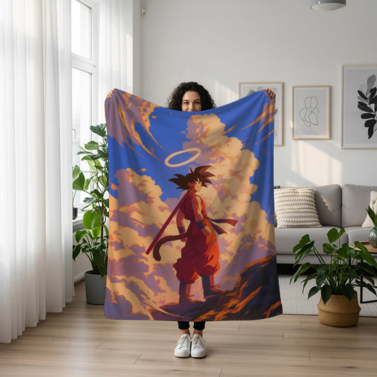 Son Goku Manga Art Blanket, Dragon Ball Classic Illustration, Authentic Anime Warrior Design, Premium Fan Gift, Custom Art Decor