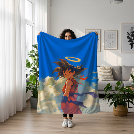 Kid Goku Manga Art Blanket, Dragon Ball Classic Childhood Decor, Authentic Retro Design, Premium Fan Gift, Anime Art Blanket