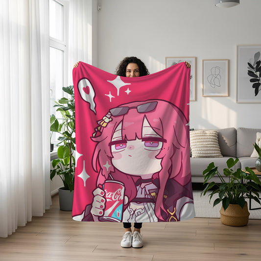 Honkai Star Rail Kafka Chibi Edition Flannel Blanket, Stellaron Hunter Soft Bedding, Premium Otaku Gift