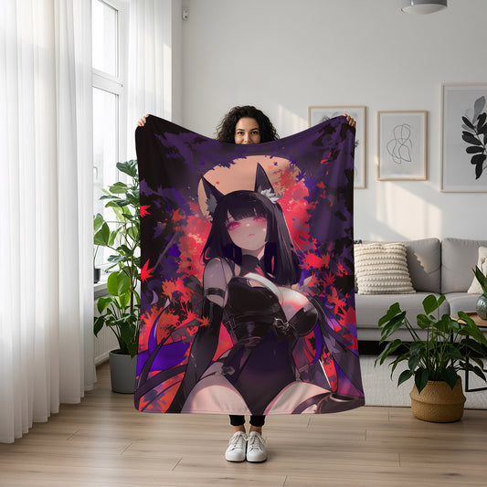 Hoshimi Miyabi, Zenless Zone Zero Merch, Sexy Cat Girl Flannel Blanket, ZZZ Anime Peripheral, Otaku Bedding