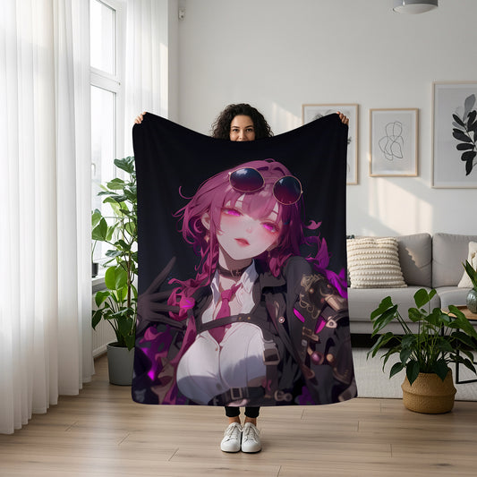 Kafka, Honkai Star Rail Merch, Mature Aesthetic Flannel Blanket, Stellaron Hunter Anime Peripheral, Otaku Bedding