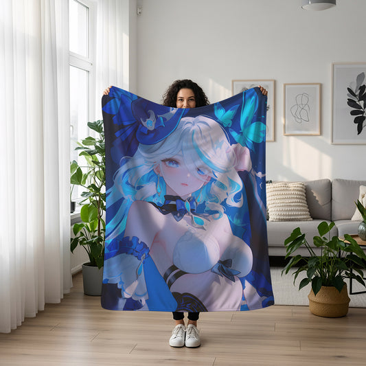 Furina, Genshin Impact Merch, Goddess Swimsuit Flannel Blanket, Hydro Archon Anime Peripheral, Premium Otaku Gift