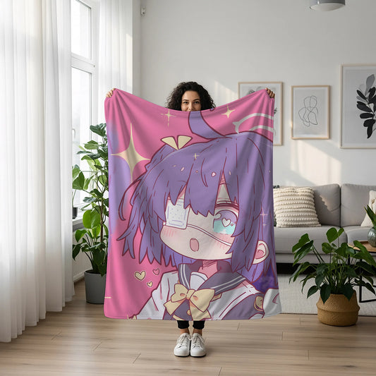 Rikka Takanashi Cute Chibi Flannel Blanket, Love, Chunibyo & Other Delusions Merch, Otaku Gift Bedding