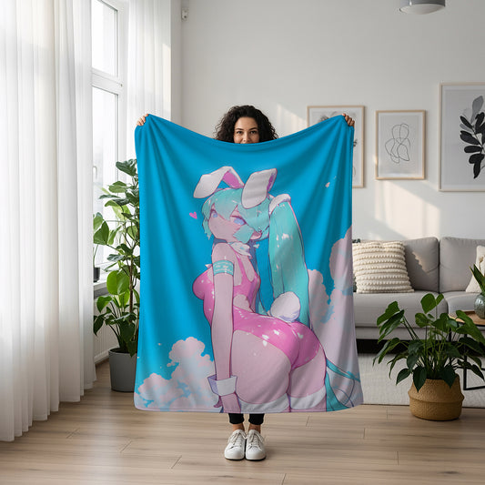 Hatsune Miku, Vocaloid Anime Girl, Summer High Cut Swimsuit Bikini, Sexy Waifu Art Blanket, Otaku Bedroom Decor, Wall Hanging Gift
