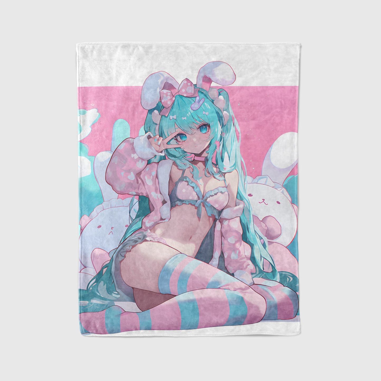 Hatsune Miku, Vocaloid, Sexy Bunny Girl Ear Outfit, Anime Waifu Art Blanket, Otaku Room Decor, Sexy Girl Wall Tapestry, Birthday Gift