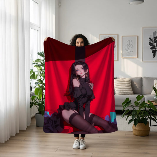 Boa Hancock Mature Aesthetic Flannel Blanket, One Piece Merch, Pirate Empress Anime Peripheral, Otaku Decor