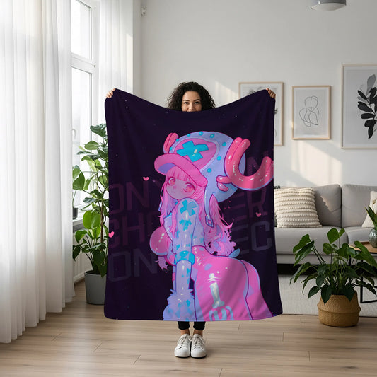 Tony Tony Chopper Gender-Swap Style Flannel Blanket, One Piece Merch, Cute Doctor Anime Peripheral, Otaku Gift