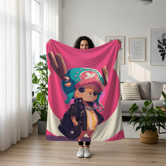 Tony Tony Chopper Classic Form Flannel Blanket, One Piece Merch, Cute Doctor Anime Peripheral, Otaku Gift Bedding
