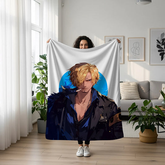 Vinsmoke Sanji Classic Chef Flannel Blanket, One Piece Merch, Straw Hat Pirate Anime Peripheral, Otaku Bedding