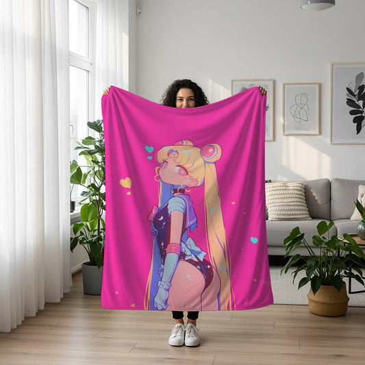 Usagi Tsukino Bodysuit Edition Flannel Blanket, Sailor Moon Merch, Modern Aesthetic Anime Peripheral, Otaku Gift