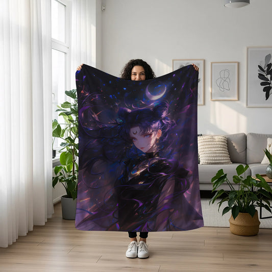 Usagi Tsukino Gothic Lolita Style Flannel Blanket, Sailor Moon Merch, Dark Guardian Peripheral, Otaku Bedding