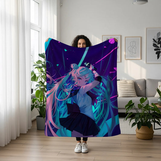 Usagi Tsukino Classic Manga Art Flannel Blanket, Sailor Moon Merch, Heroine Anime Peripheral, Otaku Bedding