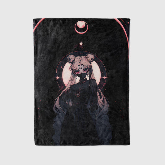Dark Aesthetic Sailor Moon Plush Blanket, Adorable Anime Girl Throw Tapestry, Iconic Anime Art Decor & Otaku Gift