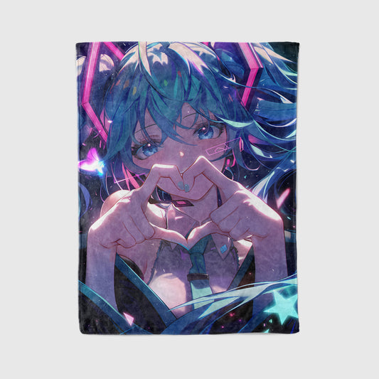Hatsune Miku Anime Flannel Blanket, Vocaloid Anime Throw for Bed, Gift for Miku Fans