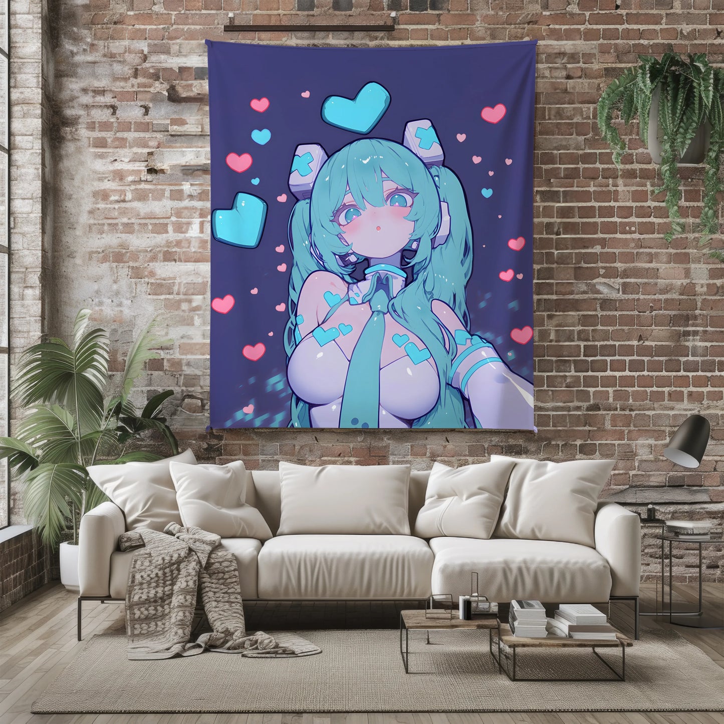 Hatsune Miku in Latex Fleece Blanket, Vocaloid Merch, Hot Anime  Girl Throw Tapestry, Gift for Miku Fans