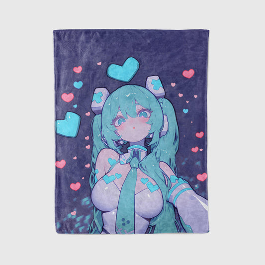 Hatsune Miku in Latex Fleece Blanket, Vocaloid Merch, Hot Anime  Girl Throw Tapestry, Gift for Miku Fans