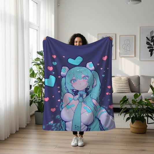 Hatsune Miku in Latex Fleece Blanket, Vocaloid Merch, Hot Anime  Girl Throw Tapestry, Gift for Miku Fans