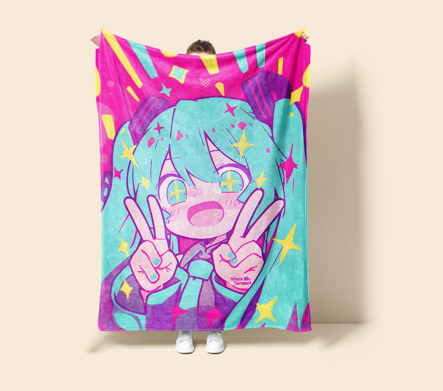 Hatsune Miku Ultra-Soft Flannel Blanket, Kawaii Style Vocaloid Anime Throw for Bed, Sofa & Cosplay