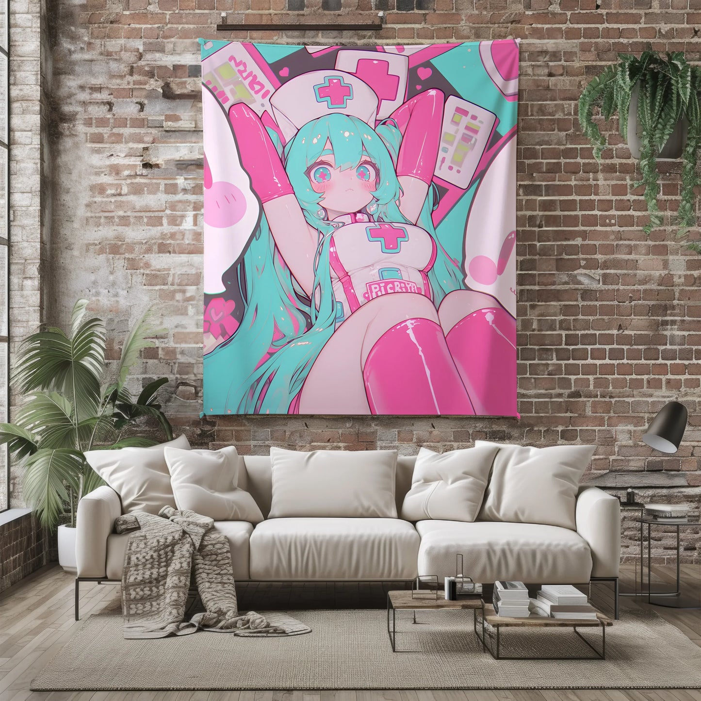 Hatsune Miku in Nurse Suit Fleece Blanket, Vocaloid Merch, Hot Anime  Girl Throw Tapestry, Gift for Miku Fans