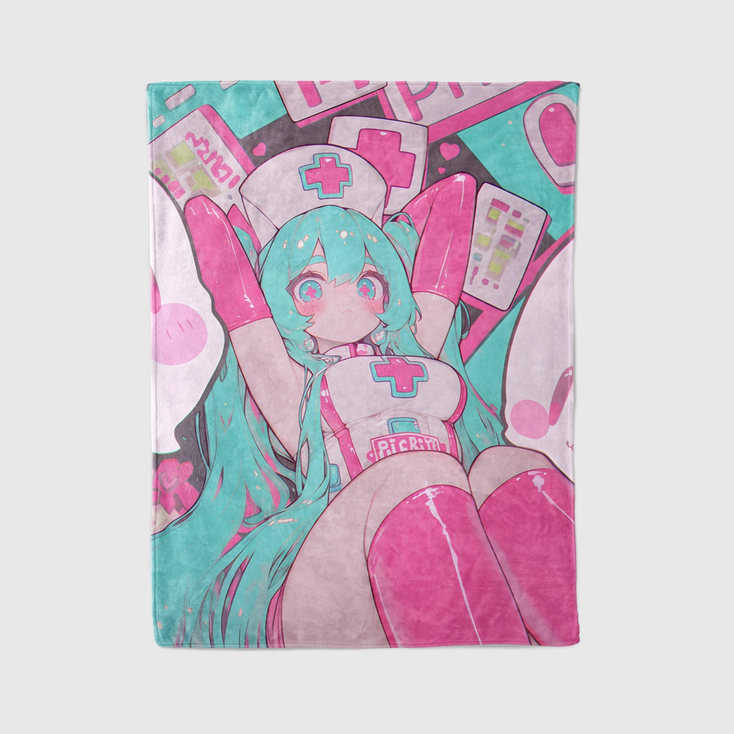 Hatsune Miku in Nurse Suit Fleece Blanket, Vocaloid Merch, Hot Anime  Girl Throw Tapestry, Gift for Miku Fans