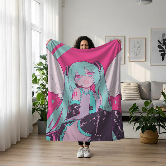 Hatsune Miku Fleece Blanket, Vocaloid Merch, Spicy Anime  Girl Throw Tapestry, Gift for Miku Fans