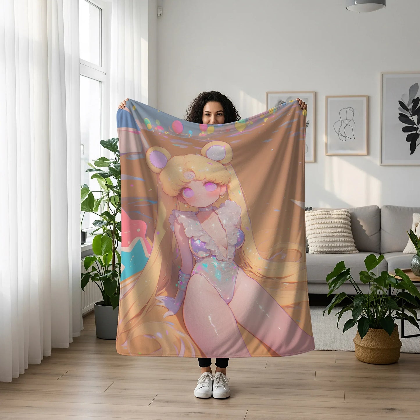 Pure Lust Sailor Moon Plush Blanket, Adorable Anime Girl Throw Tapestry, Iconic Anime Art Decor & Otaku Gift