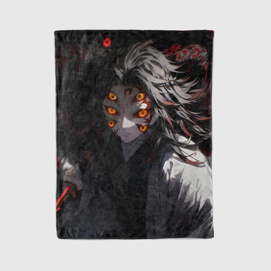 Demon Slayer Kokushibo Six-Eyes Art Blanket, Upper Moon One Anime Decor, Dark Aesthetic Katana Design Premium Zero Two Fan Gift, OOAK Anime Bedding