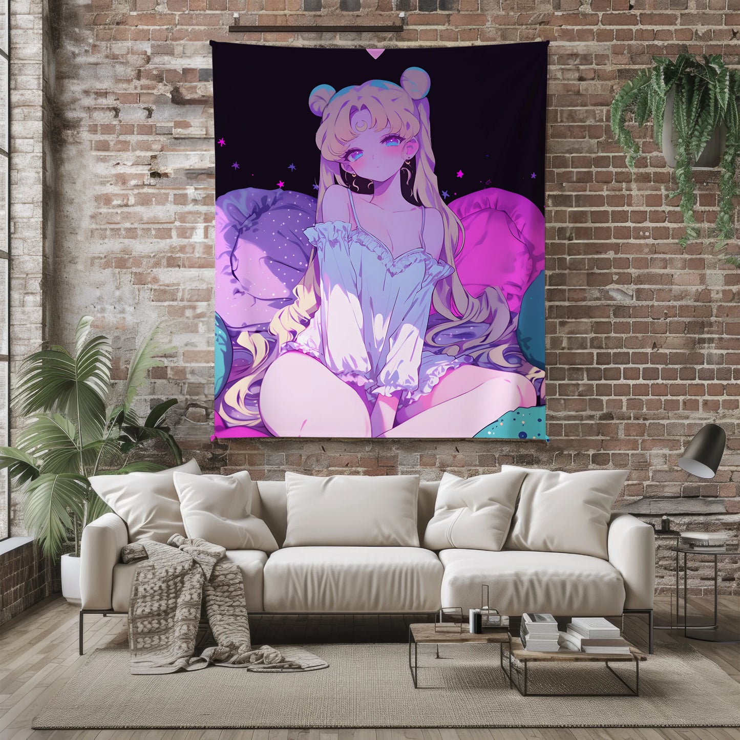 Sailor Moon in Pajama Plush Blanket, Adorable Anime Girl Throw Tapestry, Iconic Anime Art Decor & Otaku Gift