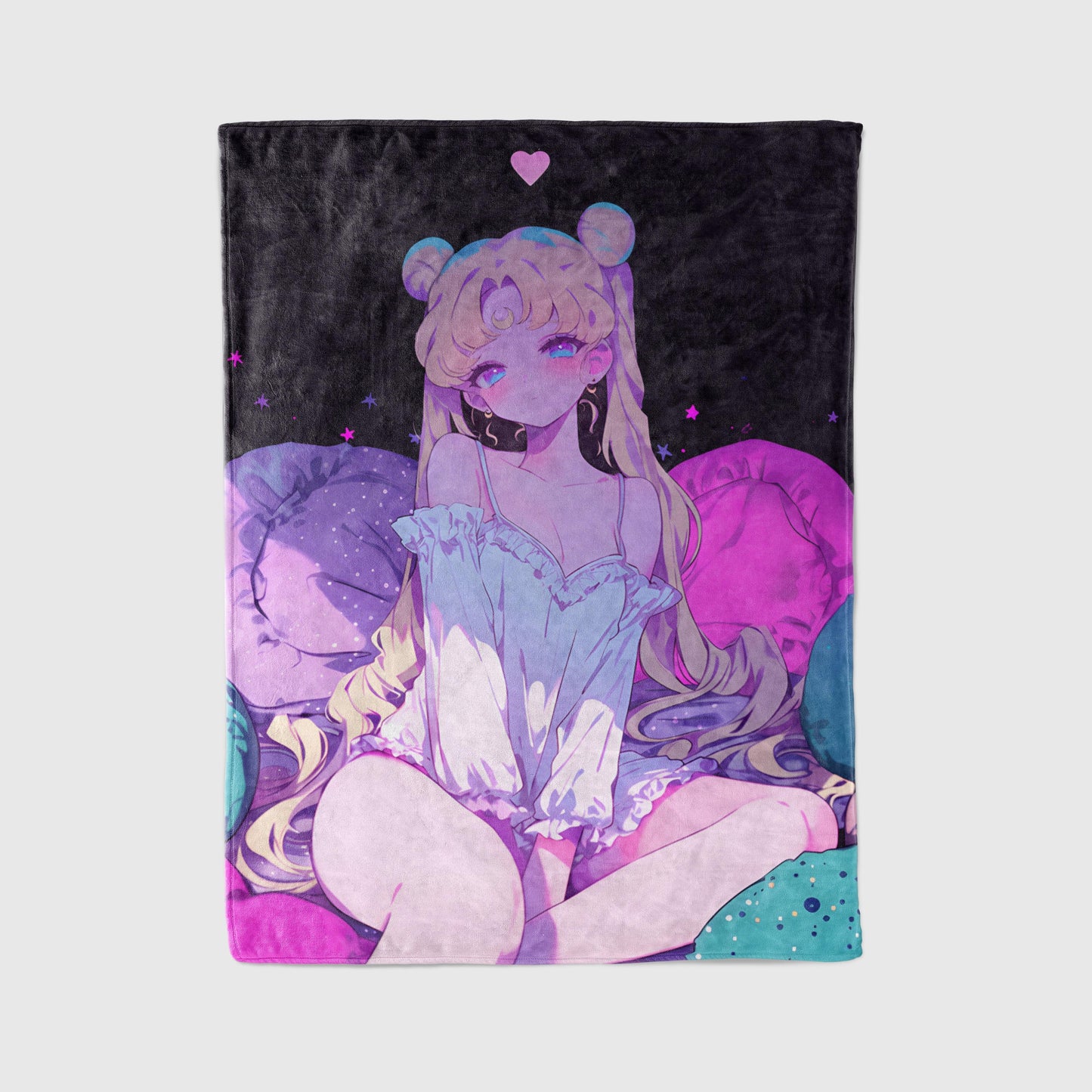 Sailor Moon in Pajama Plush Blanket, Adorable Anime Girl Throw Tapestry, Iconic Anime Art Decor & Otaku Gift