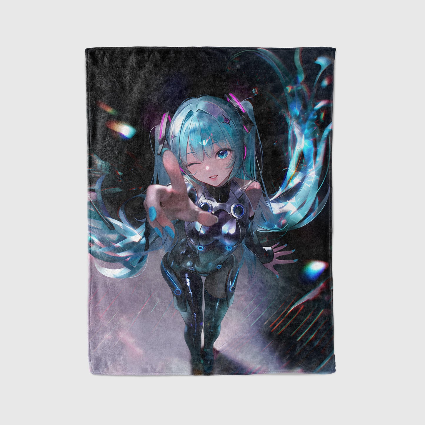 Hatsune Miku Flannel Blanket, Vocaloid Merch, Anime Spicy Girl Throw for Bed, Gift for Miku Fans