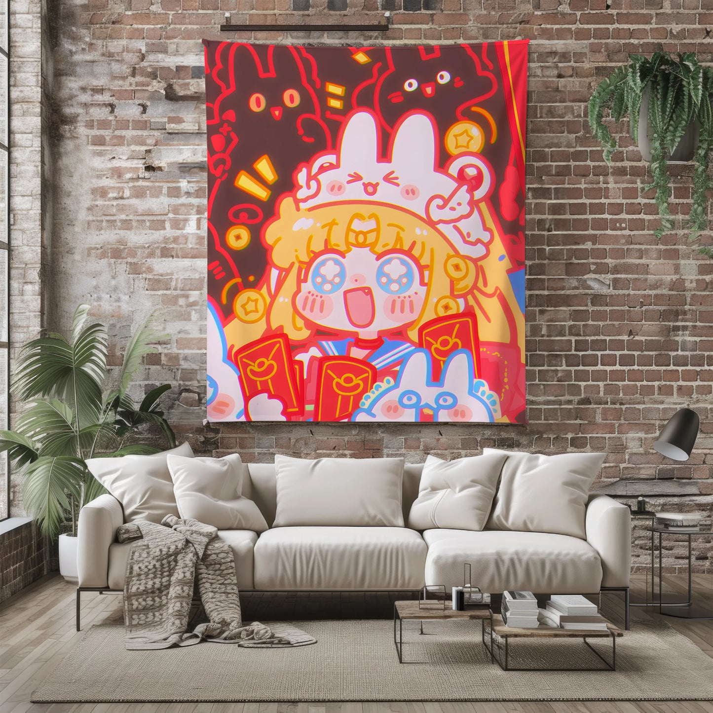 Doodle Meme Sailor Moon Plush Blanket, Adorable Anime Girl Throw Tapestry, Iconic Anime Art Decor & Otaku Gift