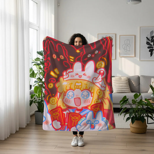 Doodle Meme Sailor Moon Plush Blanket, Adorable Anime Girl Throw Tapestry, Iconic Anime Art Decor & Otaku Gift