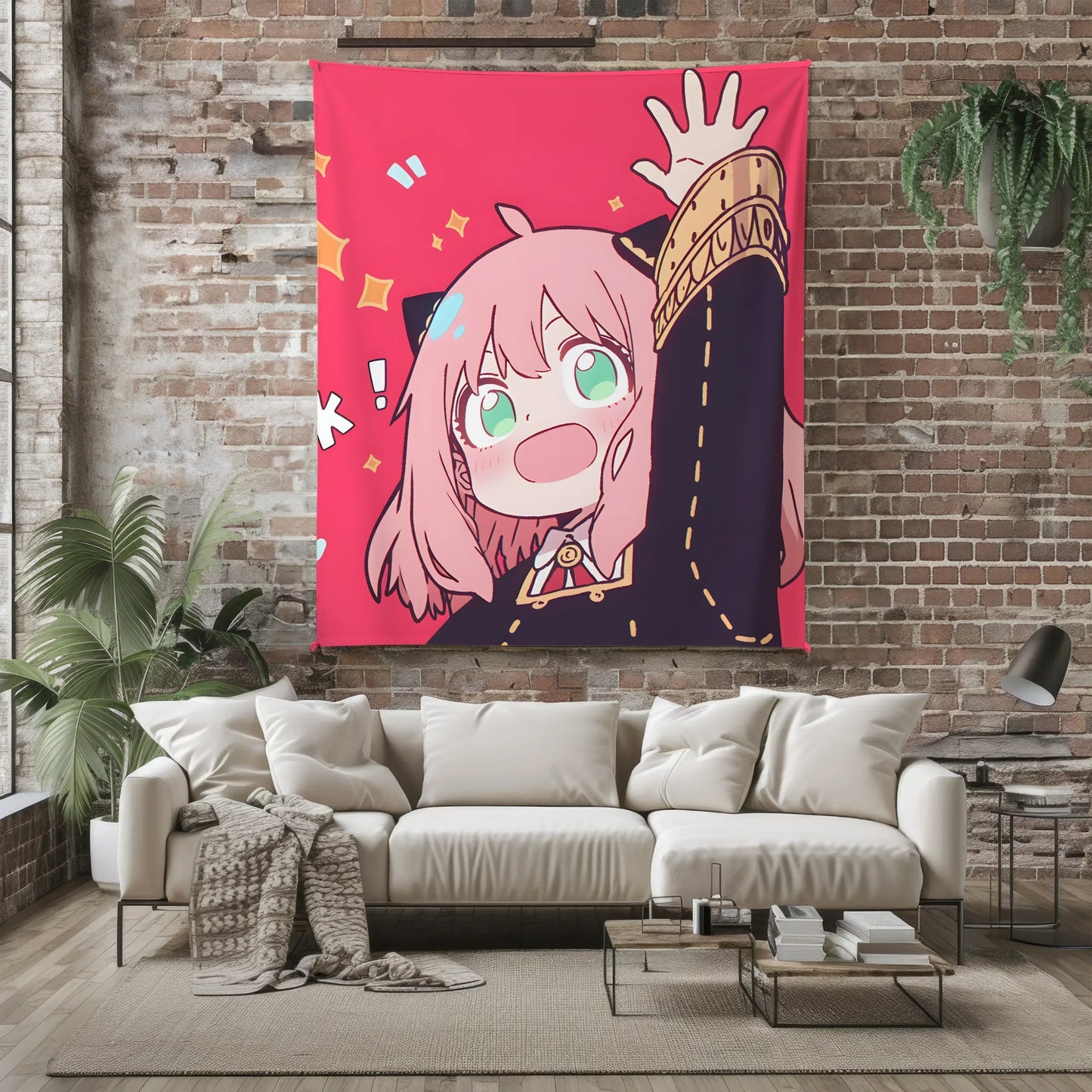 Anya Forger Chibi Spy x Family Plush Blanket, Adorable Anime Girl Throw Tapestry, Iconic Anime Art Decor & Otaku Gift
