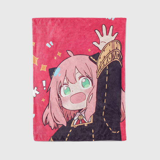 Anya Forger Chibi Spy x Family Plush Blanket, Adorable Anime Girl Throw Tapestry, Iconic Anime Art Decor & Otaku Gift