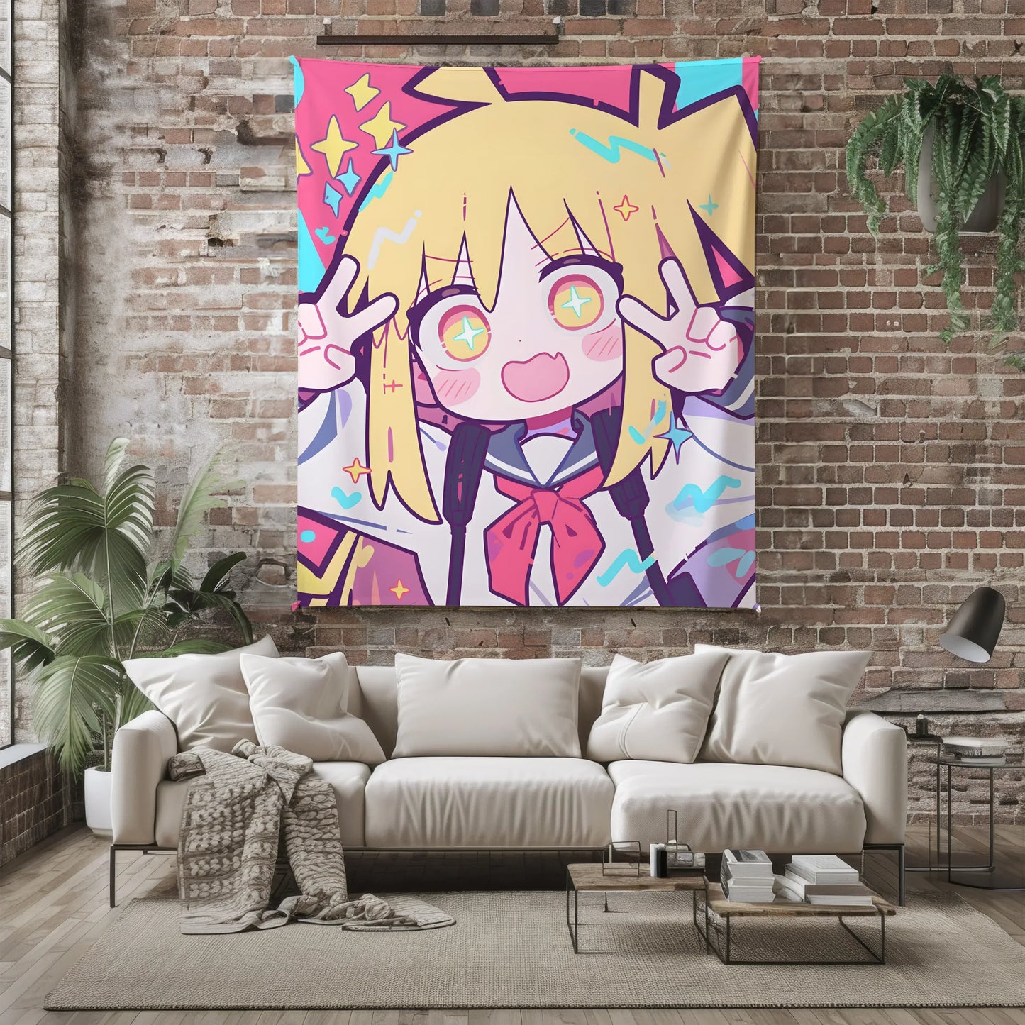 Bocchi the Rock! Nijika Ijichi Chibi Fleece Blanket, Cute Anime Girl Kawaii Decor, Premium Nijika Fan Gift, OOAK Anime Bedding