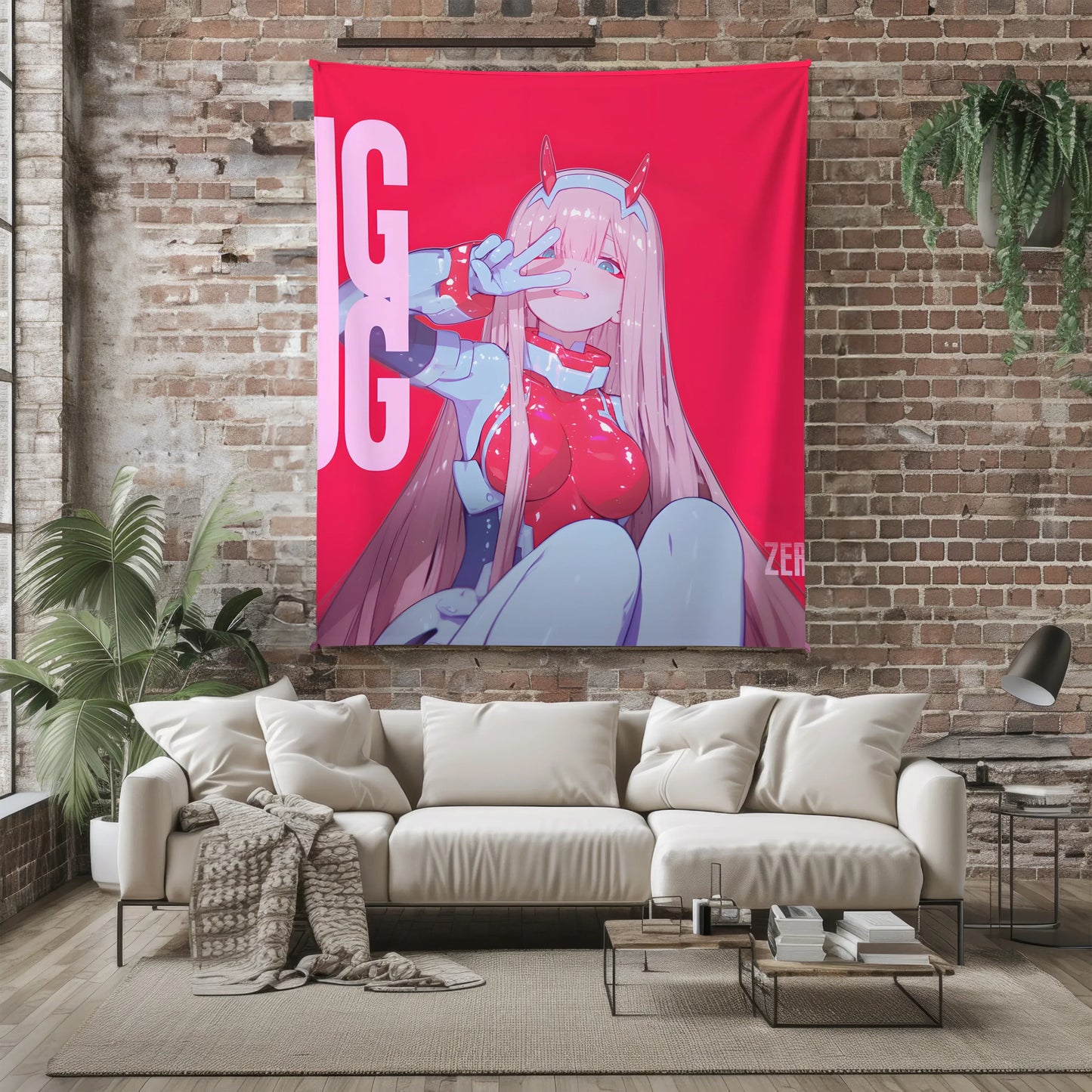 Zero Two Rubber Suit Art Blanket - Darling in the Franxx 02 Bodysuit Decor, Sexy Glossy Suit Design, High-Gloss Silky Material, Premium Anime Girl Gift, OOAK Art Bedding