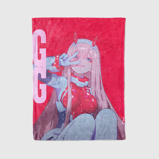 Zero Two Rubber Suit Art Blanket - Darling in the Franxx 02 Bodysuit Decor, Sexy Glossy Suit Design, High-Gloss Silky Material, Premium Anime Girl Gift, OOAK Art Bedding