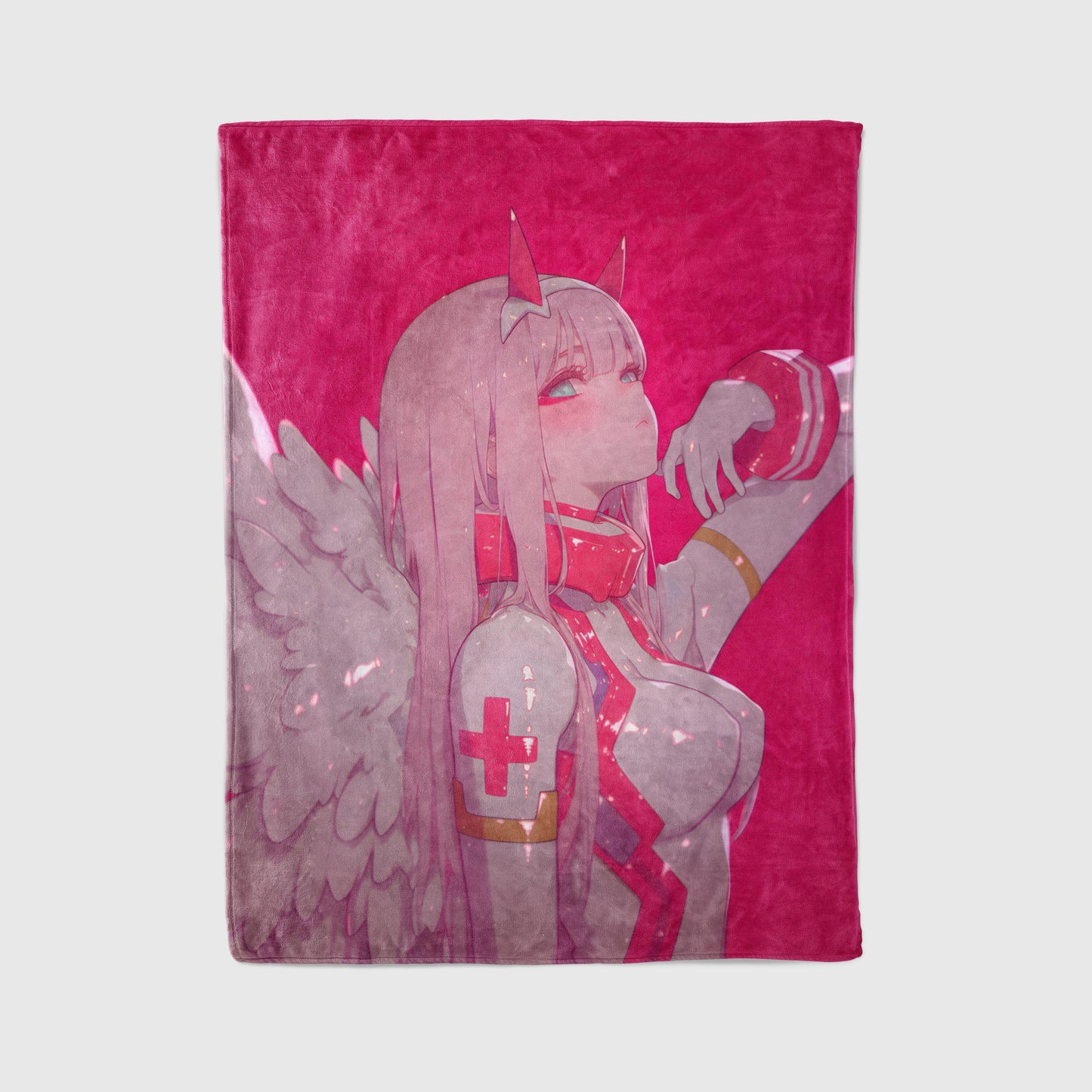 Zero Two Onee-san Bodysuit Art Blanket - Darling in the Franxx Mature 02 Decor, Sexy Mature Sultry Design, High-Gloss Silky Material, Premium Anime Art Gift, OOAK Art Bedding