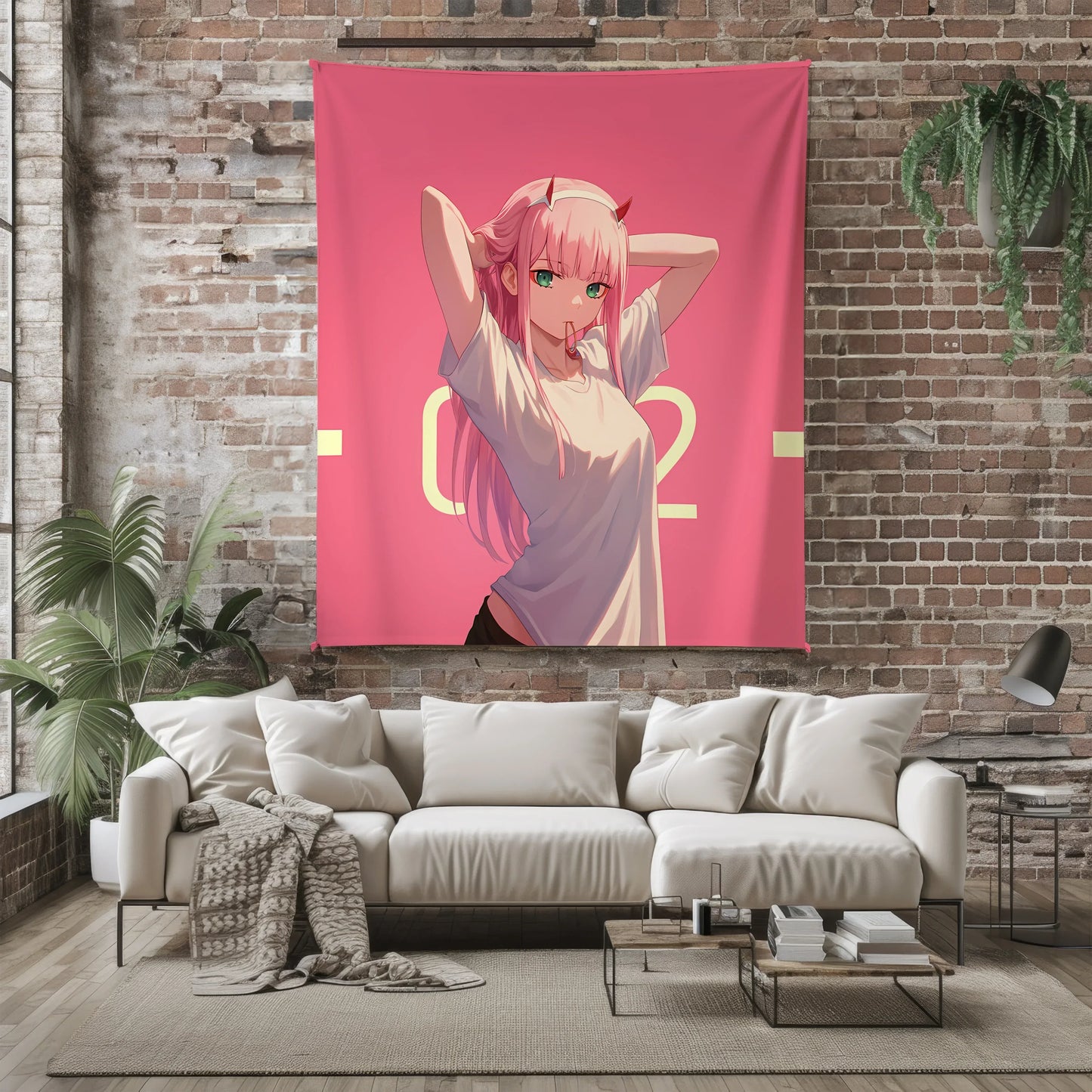 Zero Two Youthful School Girl Art Blanket - Darling in the Franxx Seishun 02 Decor, Cute School Uniform Design, High-Gloss Silky Material, Premium Anime Student Gift, OOAK Art Bedding