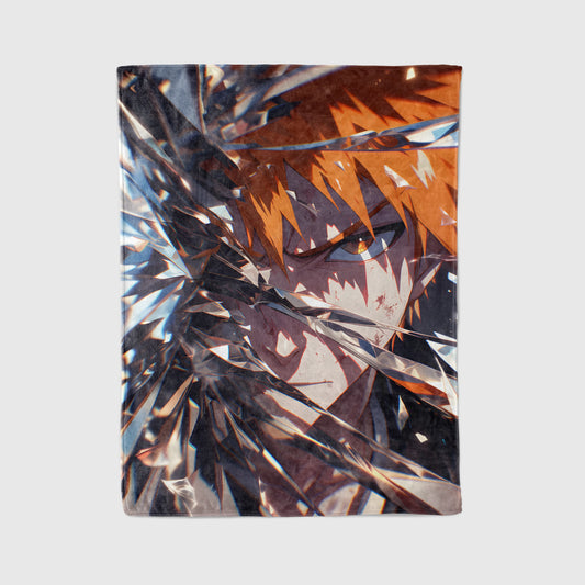 Ichigo Kurosaki Intense Combat Flannel Blanket, Bleach Merch, Shinigami Anime Peripheral, Otaku Decor