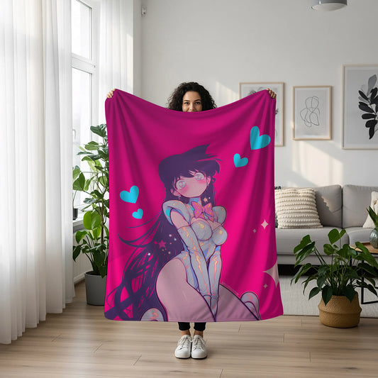 Ran Mouri Bodysuit Edition Flannel Blanket, Detective Conan Merch, Anime Girl Peripheral, Otaku Bedding