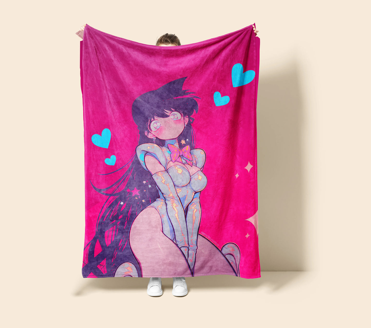 Ran Mouri Bodysuit Edition Flannel Blanket, Detective Conan Merch, Anime Girl Peripheral, Otaku Bedding