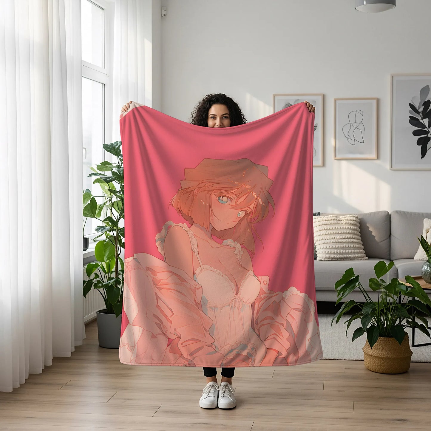 Ran Mouri School Sailor Uniform Flannel Blanket, Detective Conan Merch, Anime Peripheral, Otaku Decor