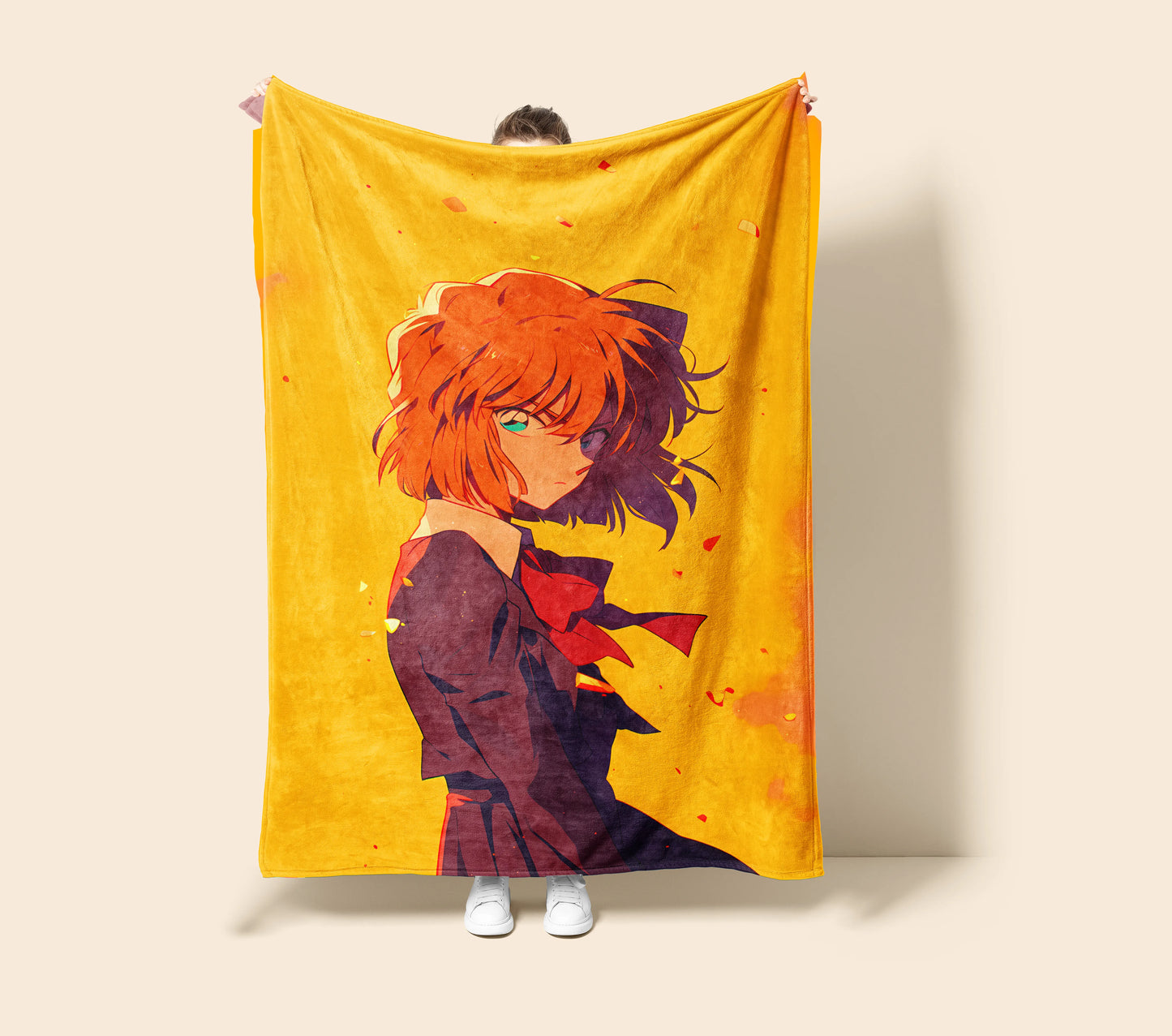 Ran Mouri Cyber Bodysuit Flannel Blanket, Detective Conan Merch, Sci-Fi Anime Peripheral, Otaku Decor