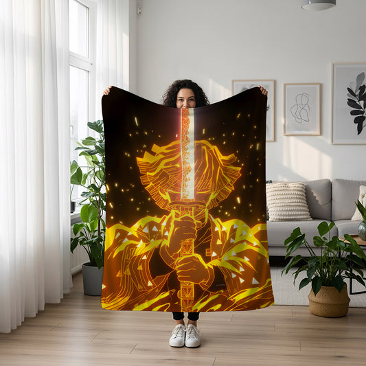 Agatsuma Zenitsu Thunder Breathing Art Blanket, Demon Slayer Zenitsu Decor, Epic Battle Lightning Design, Premium Fan Gift, Anime Art